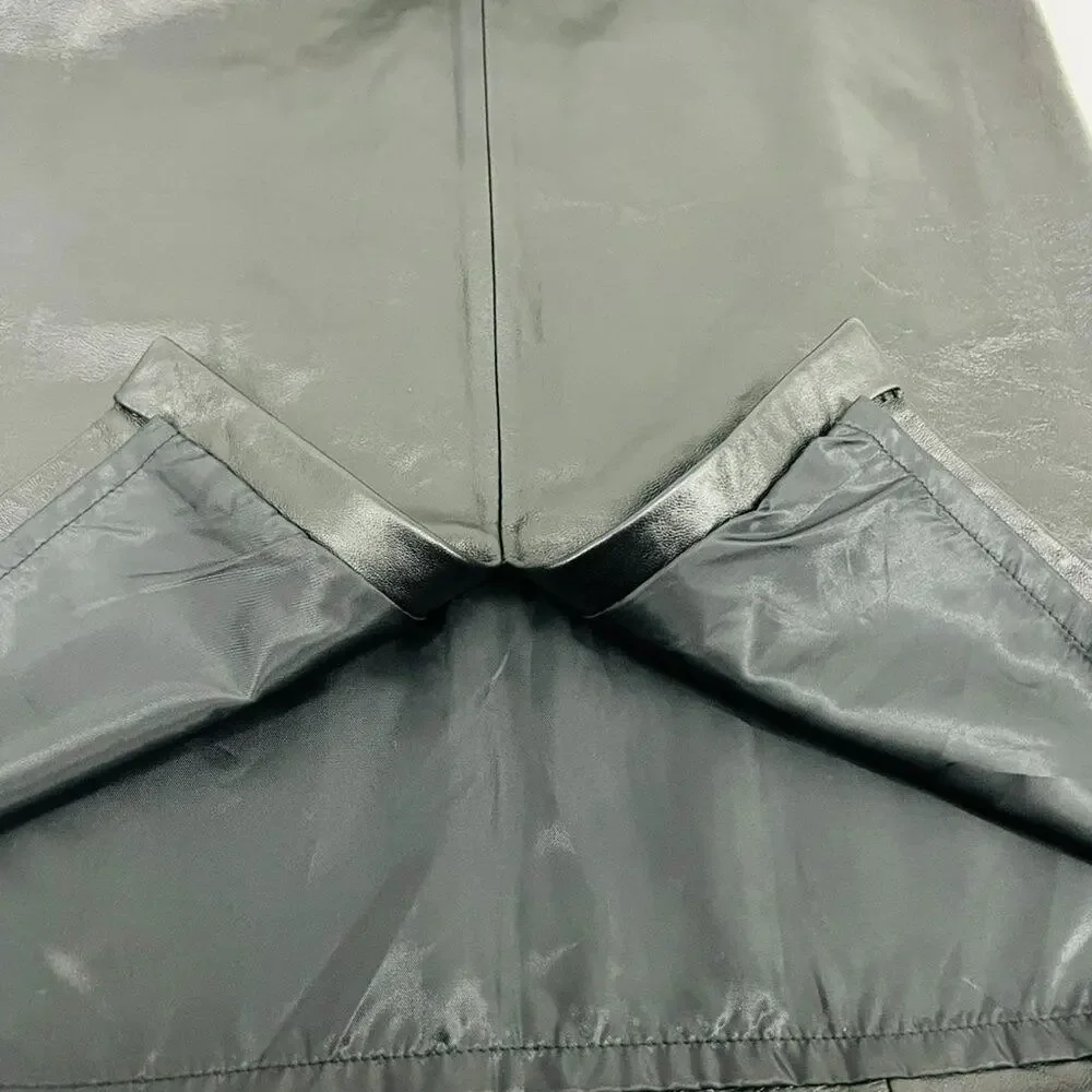 Jaclyn Smith 100% Black Leather Pencil Skirt Womens 6